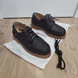 Bally Women's Dark Brown Leather Boat Shoes